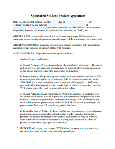 sponsored student project agreement template