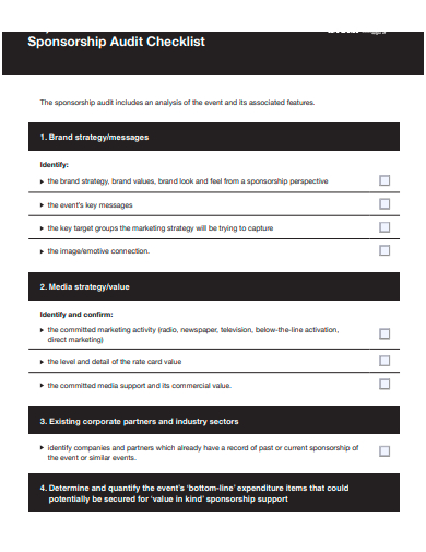 sponsorship audit checklist template