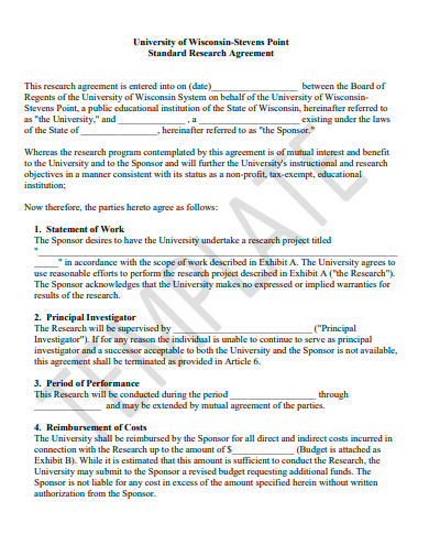 standard research agreement template