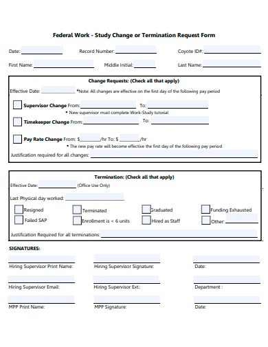 standard termination request form template