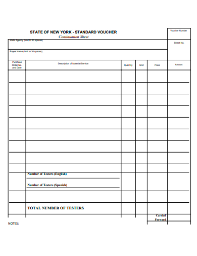 standard voucher continuation sheet template