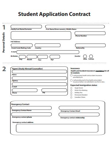 student application contract template