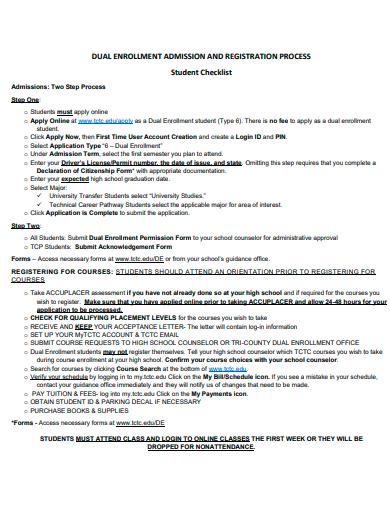 student dual enrollment checklist template