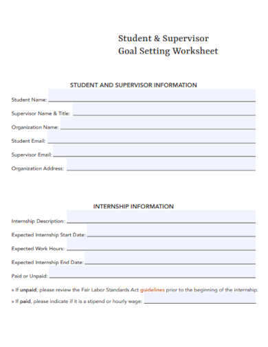 student goal setting worksheet