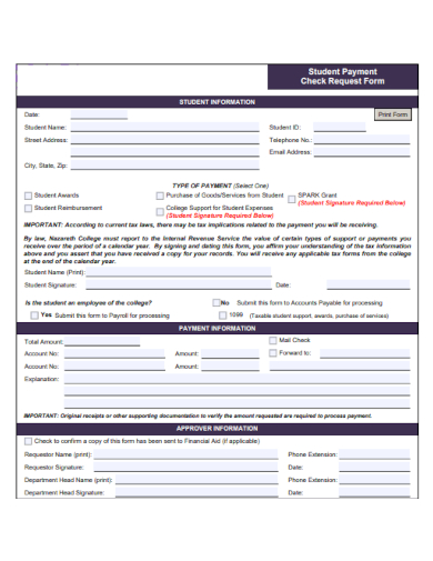 student payment check request form