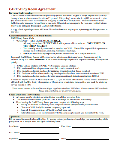 study room agreement template