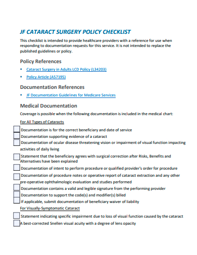 surgery policy checklist template