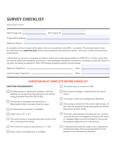 survey checklist form template