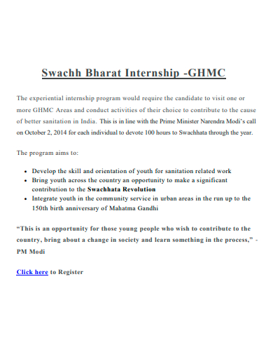 swachh bharat internship template