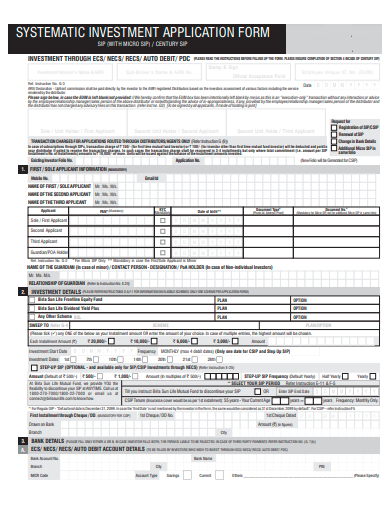 systematic investment application form template