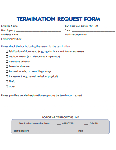 termination request form template