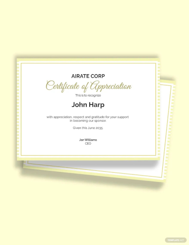 thank you certificate for sponsorship template