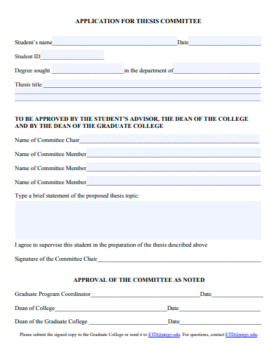 thesis committee application template