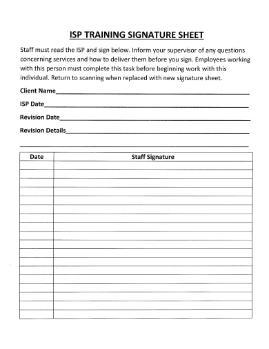 training signature sheet template