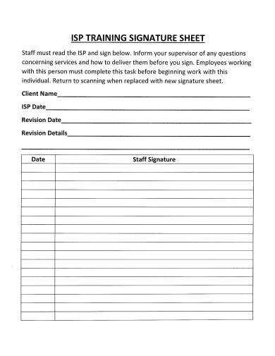 training signature sheet template1