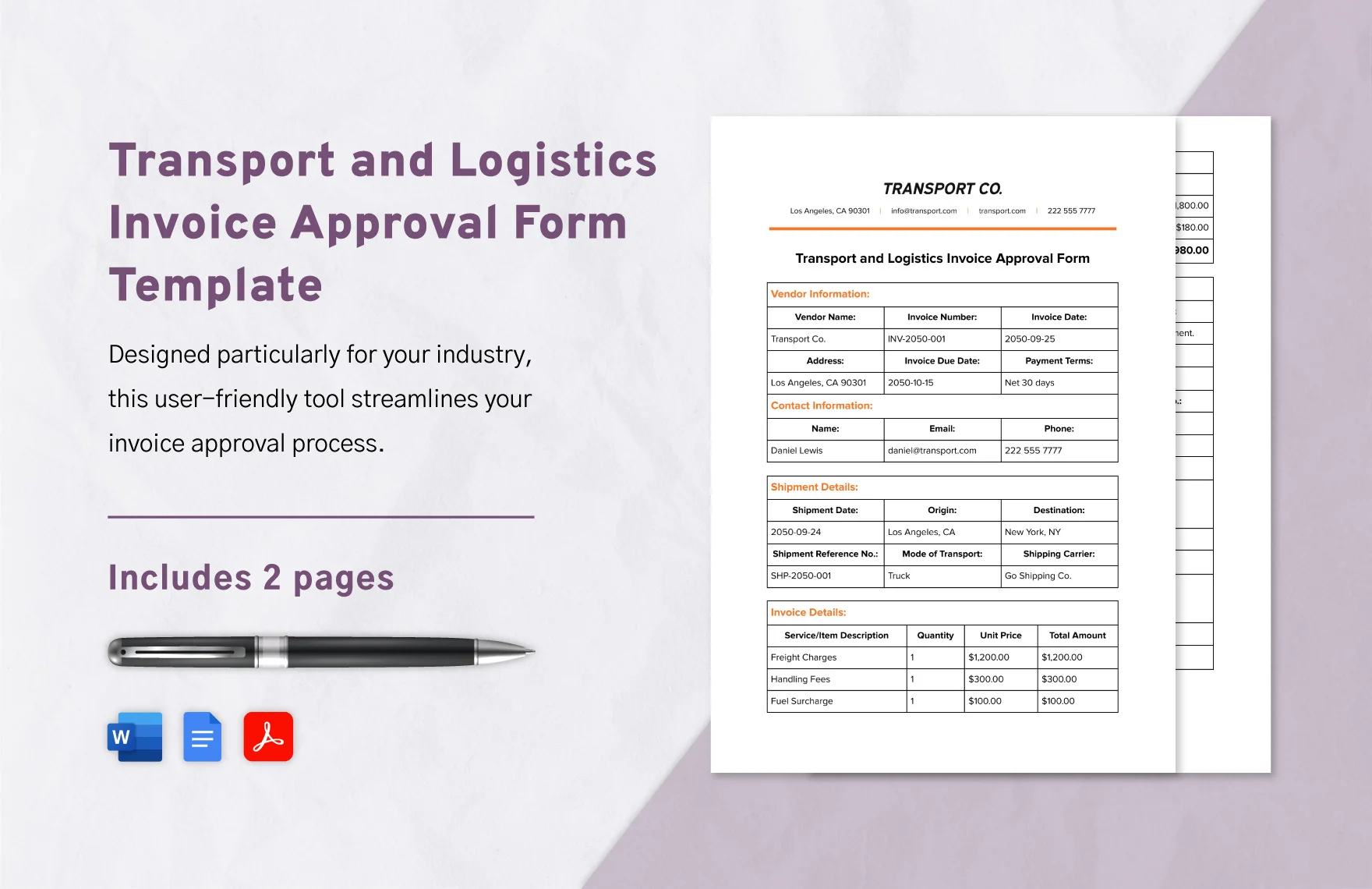 transport and logistics invoice approval form