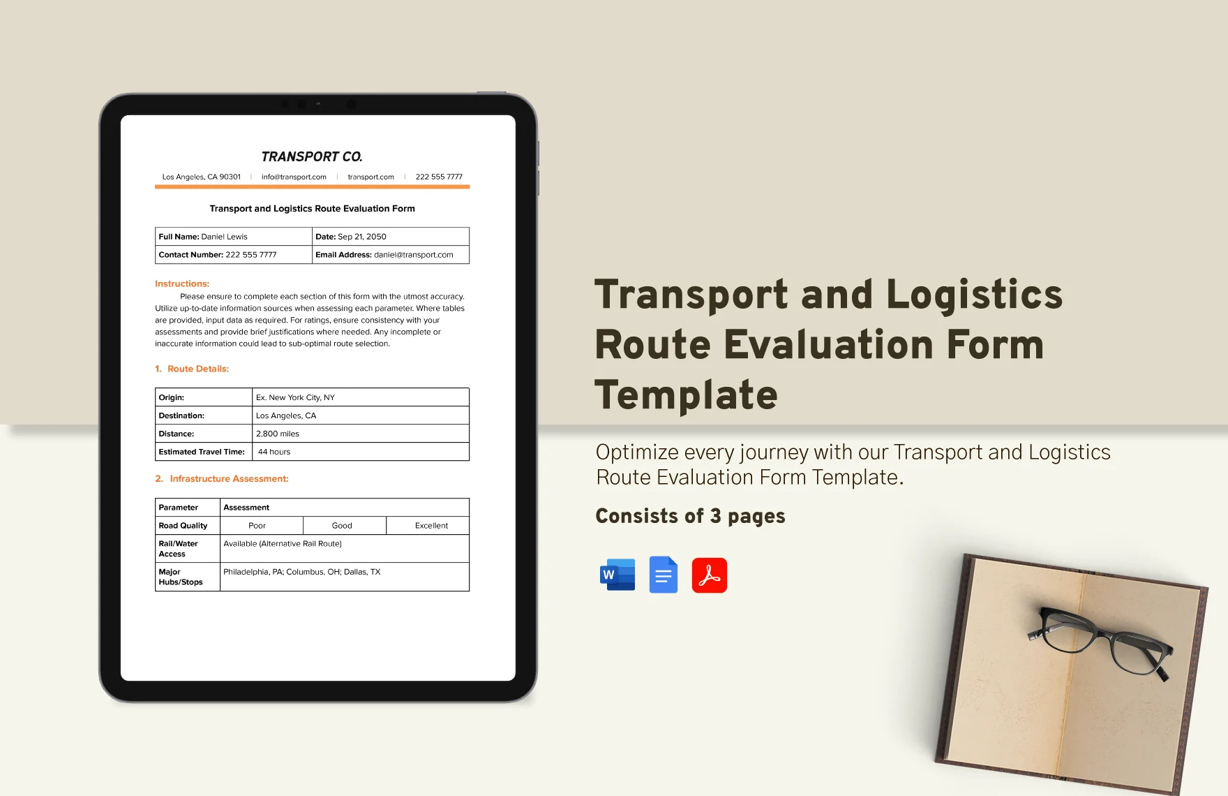 transprot and logistics route evaluation form