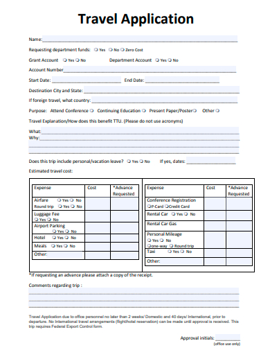 travel application template