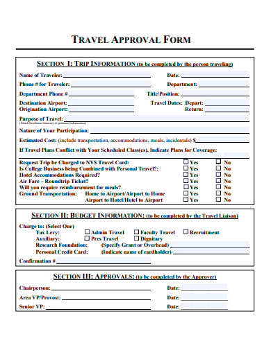 travel approval form template