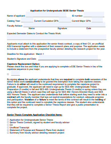 undergraduate senior thesis application template