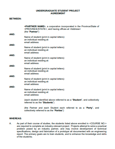 undergraduate student project agreement template