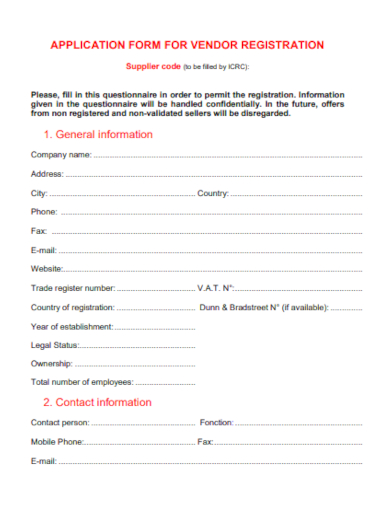 vendor registration application