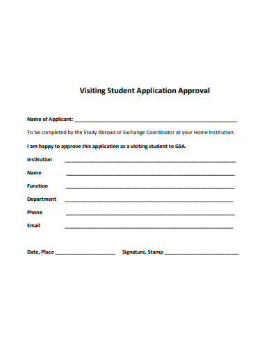 visiting student application approval template