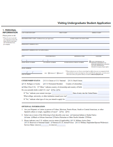 visiting undergraduate student application template