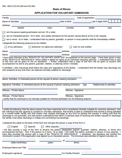 voluntary admission application template