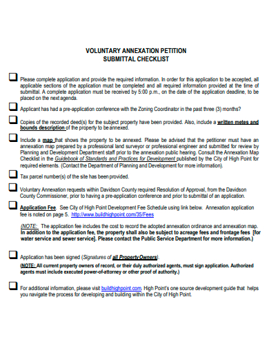 voluntary annexation petition checklist template