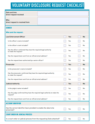 voluntary disclosure request checklist template