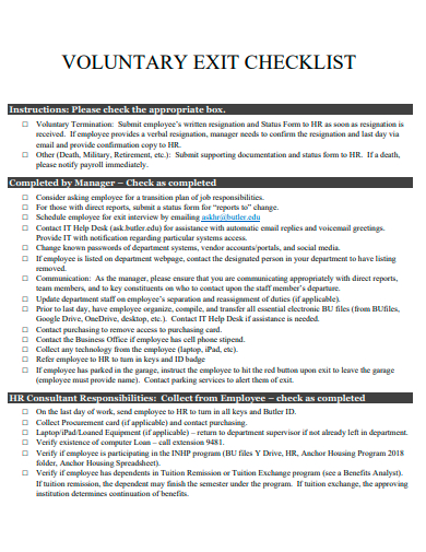 voluntary exit checklist template