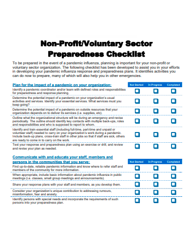 voluntary sector checklist template