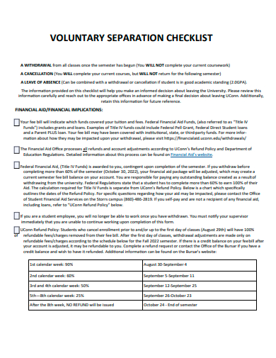 voluntary separation checklist template