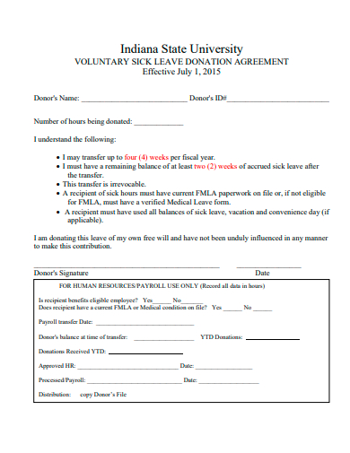 voluntary sick leave donation agreement template