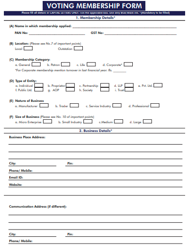 voting membership form template
