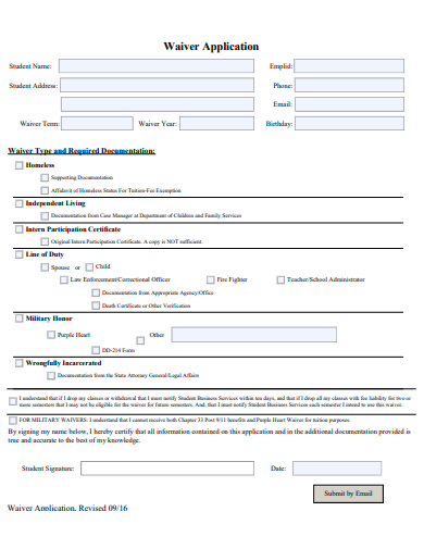 waiver application in pdf