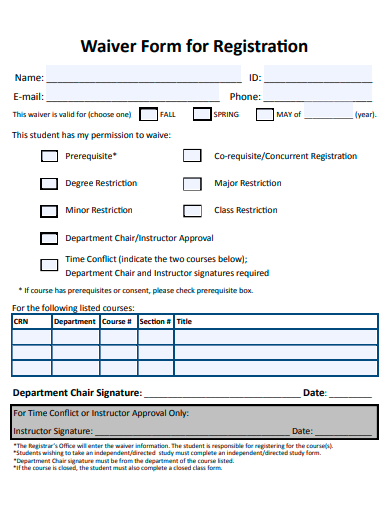 waiver form for registration template