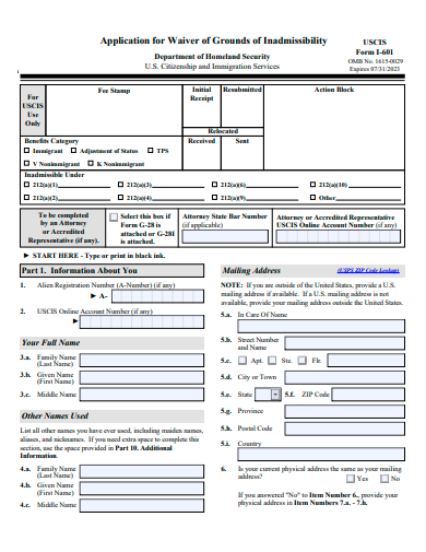 waiver of grounds application template