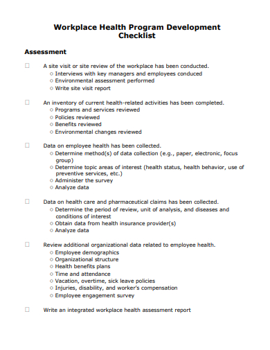 workplace health program checklist