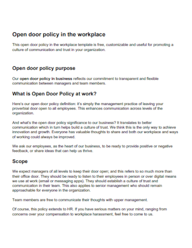 workplace open door policy