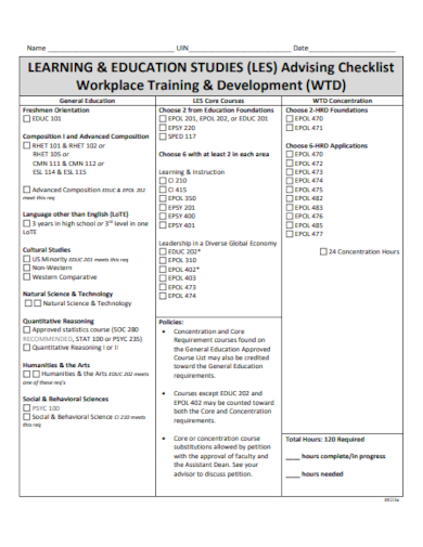 workplace training checklist