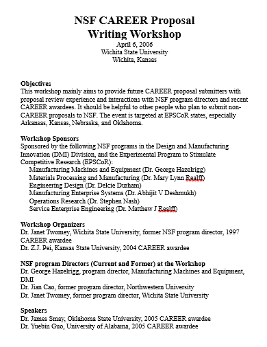 workshop career proposal template