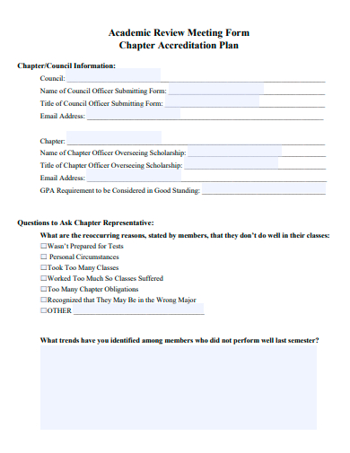 academic review meeting form template