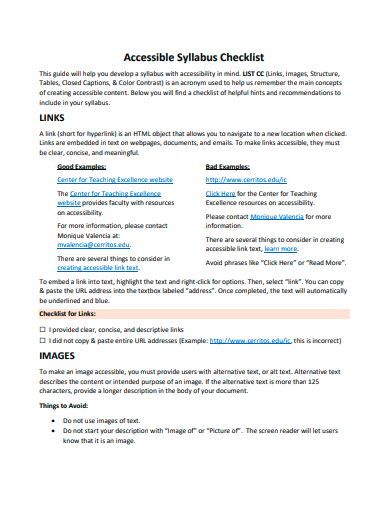 accessible syllabus checklist template