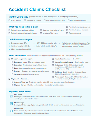accident claims checklist template