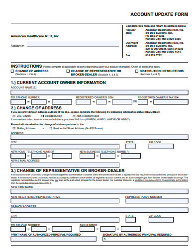 account update form template