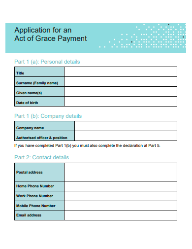 act of grace payment application template