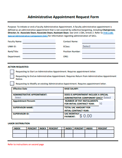 administrative appointment request form template