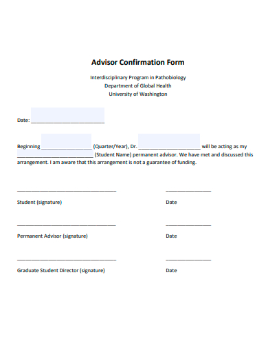 advisor confirmation form template